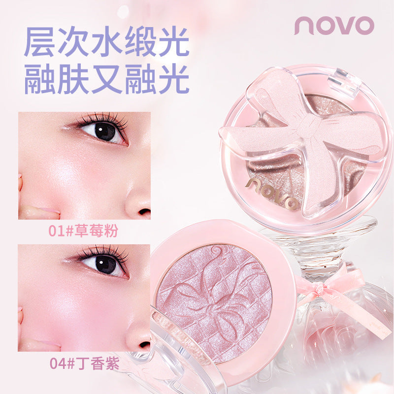 Makeup novo pink satin ballet single color blush pearlescent fine shimmer highlight brightening stereo contouring nature nude makeup rouge