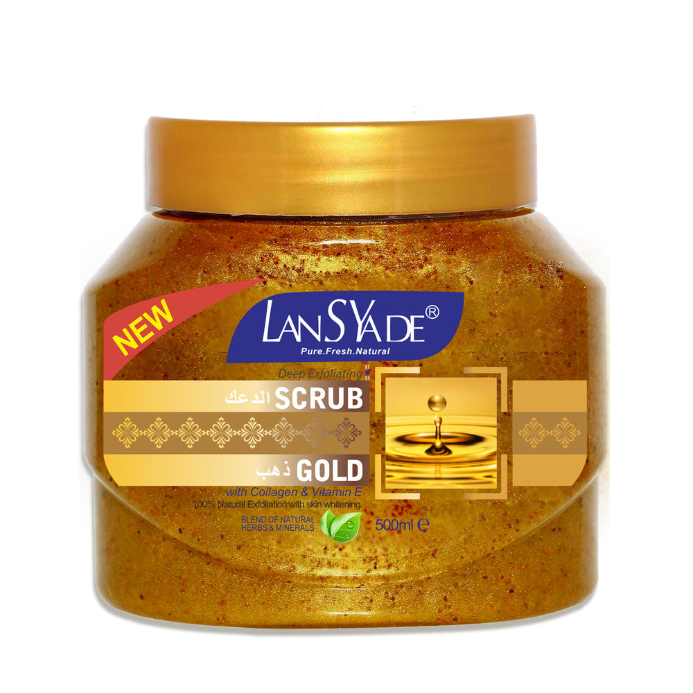 24k gold exfoliating scrub 500g - softens, removes dead skin, cleanses, firms, and exfoliates - wholesale for export