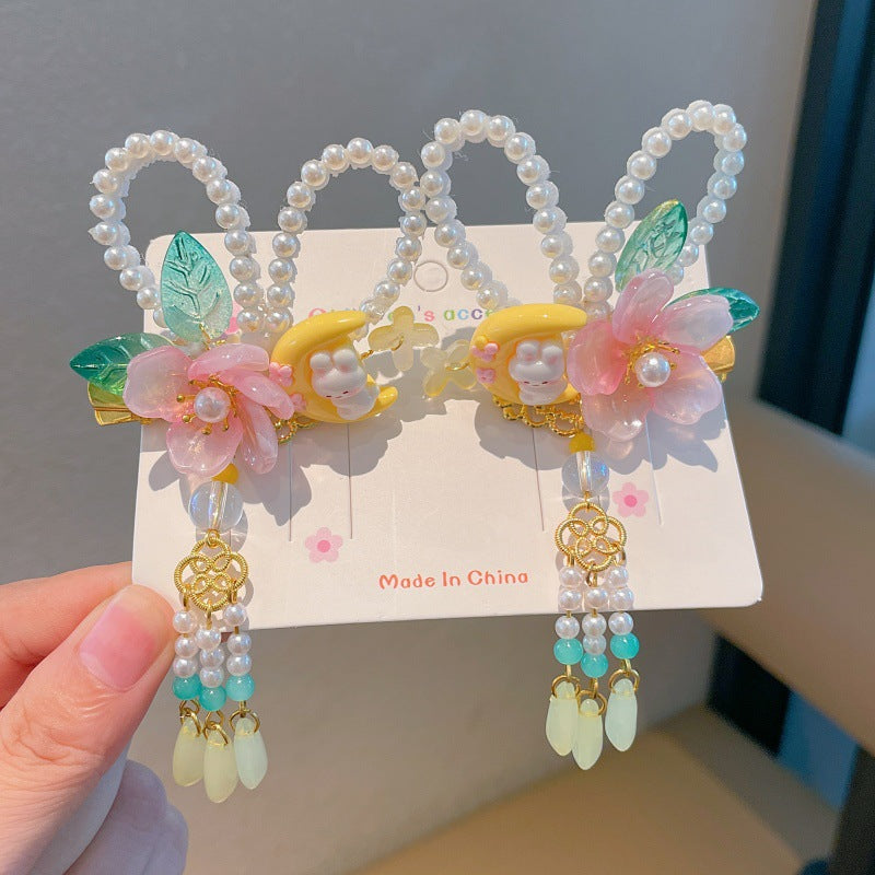 New arrival: exquisite chinese style hair accessories for little girls - ancient costume & hanfu headwear, light-up & glowing, mid-autumn festival glass hair clips (pair)