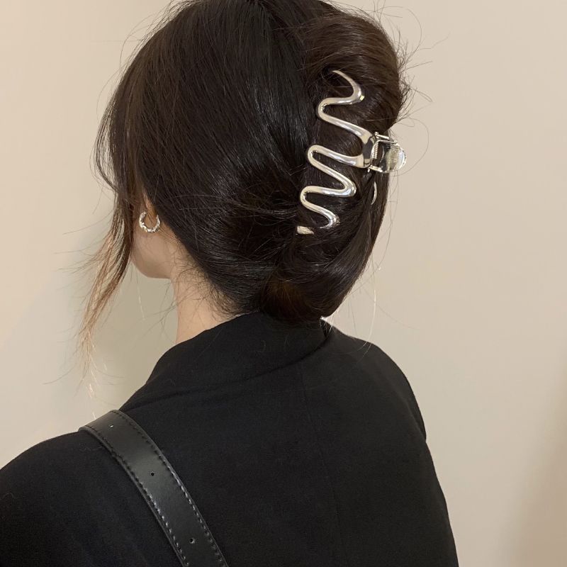 Wavy metal high ponytail gripper large clip headgear hairpin back of head hair shark clip hair gripper hair accessories for women