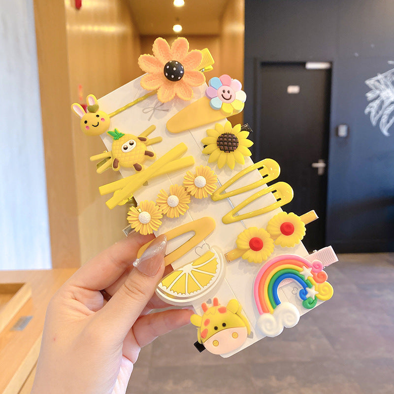 Korean style new children's fruit hair clips rainbow bobby pins mermaid side clips ice cream hair clips cute baby hair accessories