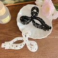 New arrival black and white polka dot ribbon bows large gripper sweetfashion back head plate shark clip fashion gripper