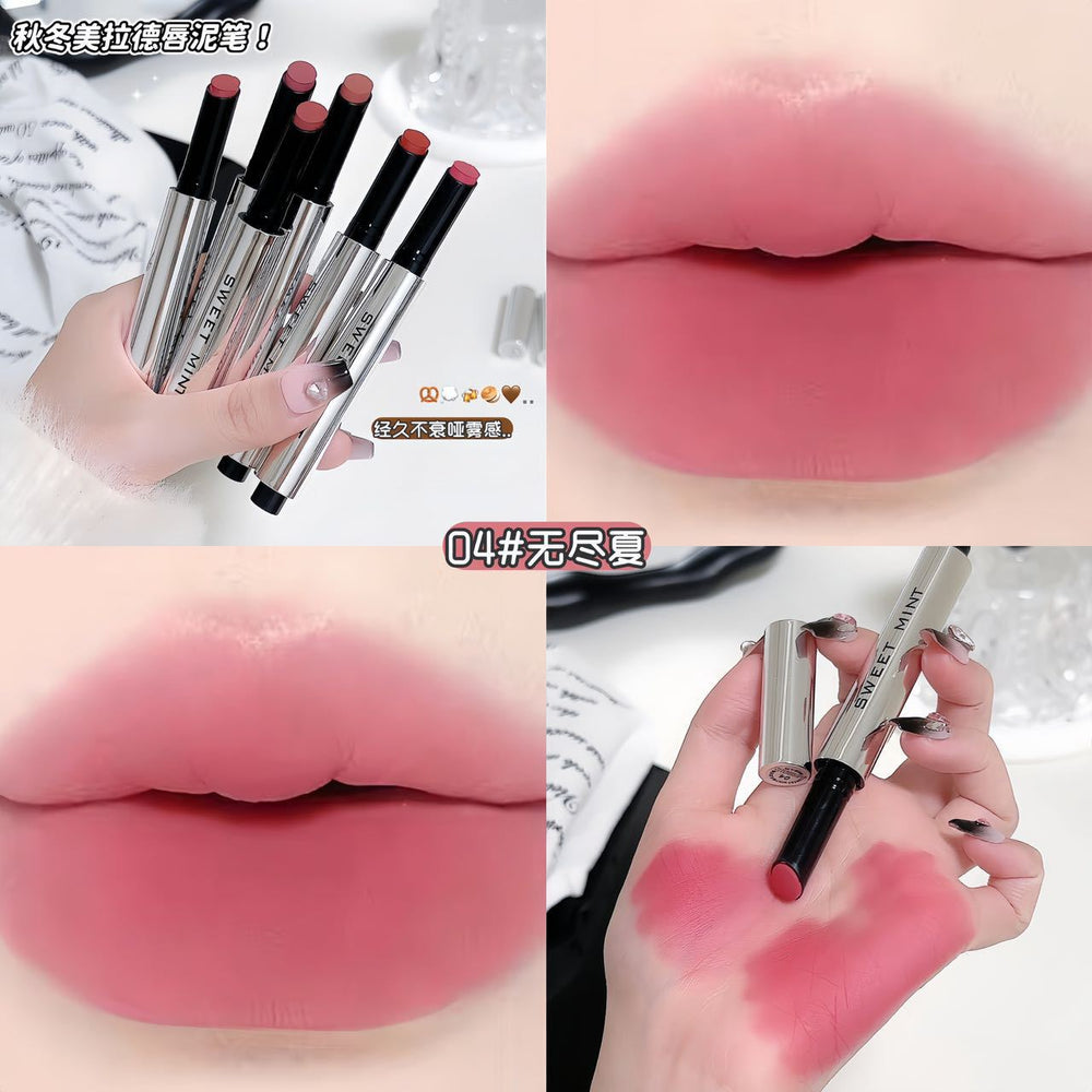 Sweet mint soft lip mud pen velvet matte matte not easy to fade fall and winter no makeup whitening lipstick pen