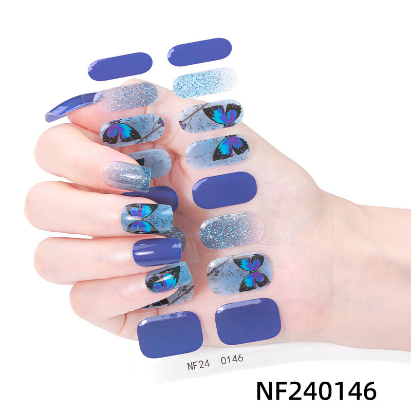 Zhengxiang personalized gel manicure stickers french butterfly onion powder smudged uv photo lamp semi-baked semi-cured nail stickers