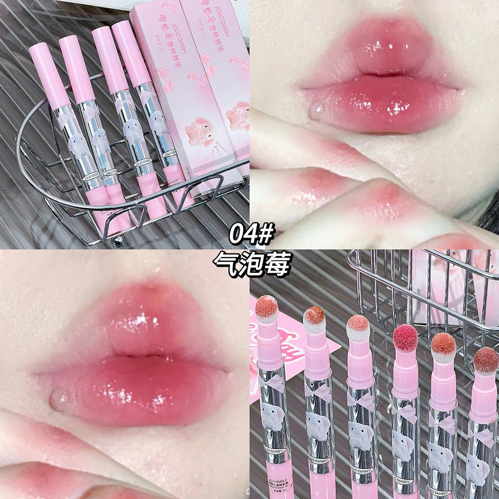 Jojo diary dream rabbit rotating lip pencil - hydrating, shimmering, mirror-like lip glaze - smudge-proof, whitening lipstick
