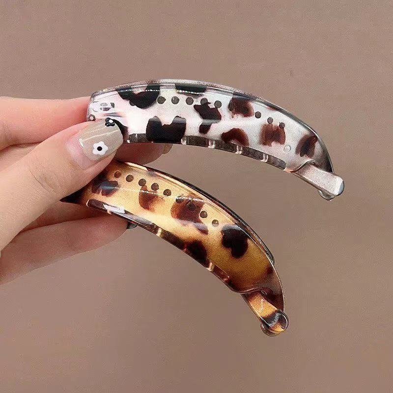 Leopard print banana clip vertical clip ponytail clip hairpin female twist clip headwear 2025new arrival clip hair volume hair card
