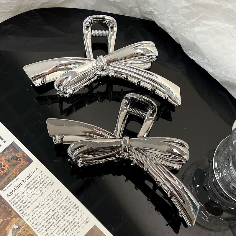 Original bowknot metal large claw clip for women - perfect for thick hair, shark clip style, minimalist design, elegant hair accessory