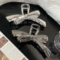 Original bowknot metal large claw clip for women - perfect for thick hair, shark clip style, minimalist design, elegant hair accessory