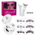Pingdu magnetic false eyelashes all-in-one box cross-border fashion thick 2 pairs black stem eyelash curler set factory wholesale