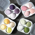Four-compartment eggshell makeup sponge set - powder-free, ultra-soft, boxed, dual-use (wet & dry) makeup sponge applicator