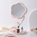 Flower portable mirror desktop dressing mirror home dormitory plastic storage for home sunflower makeup mirror