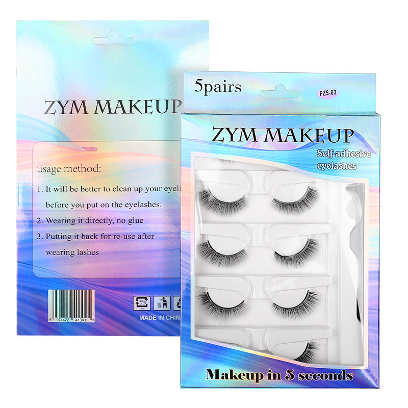 Glue-free self-adhesive false eyelashes for women nature temperature-sensitive black stem self-adhesive one-piece fashion baby straight eyelashes suit