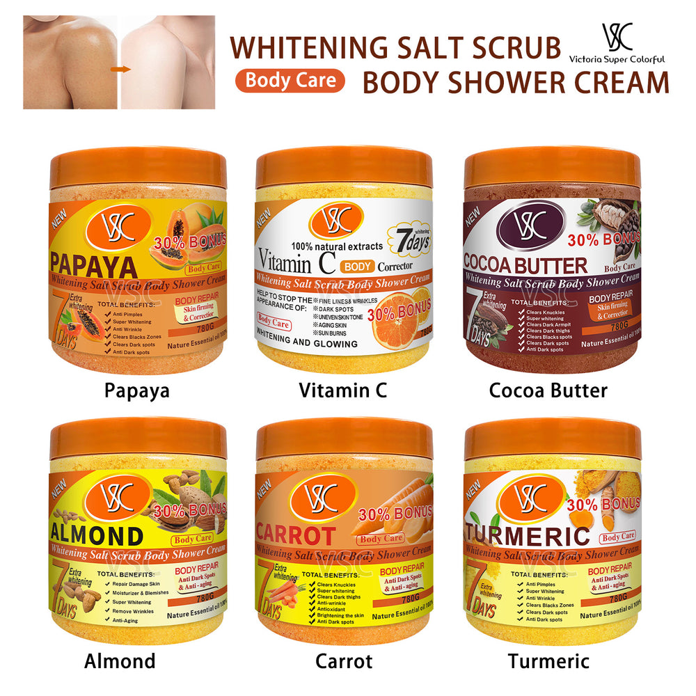 turmeric body scrub - softens cuticles, removes keratosis pilaris (chicken skin), moisturizes, brightens skin, cleansing bath & shower salt, 780g