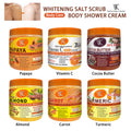 turmeric body scrub - softens cuticles, removes keratosis pilaris (chicken skin), moisturizes, brightens skin, cleansing bath & shower salt, 780g