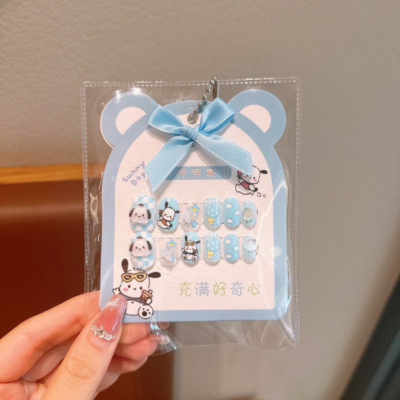 Kids' nail stickers - cute & fun kumi design, waterproof, removable, self-adhesive nail art for girls, perfect for students