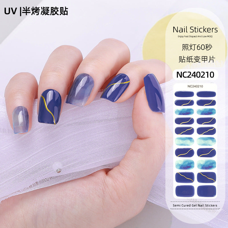 Zhengxiang custom gel nail art stickers french onion powder uv light hardening nail stickers semi-cured christmas wholesale