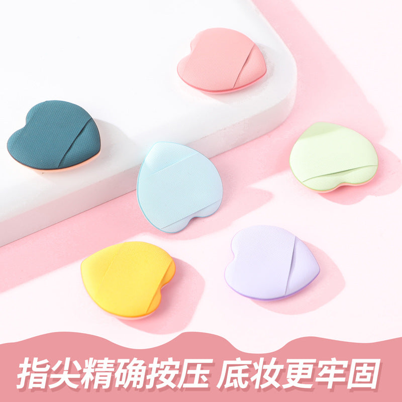 Heart-shaped mini powder puff - dry & wet use, non-caking, washable, heart-shaped cushion puff, fingertip applicator - cross-border
