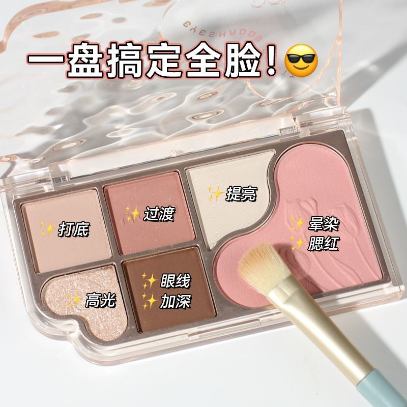 Novo dreamy stardust six-color eyeshadow palette - beginner-friendly matte, highlight, contour, and blush all-in-one palette