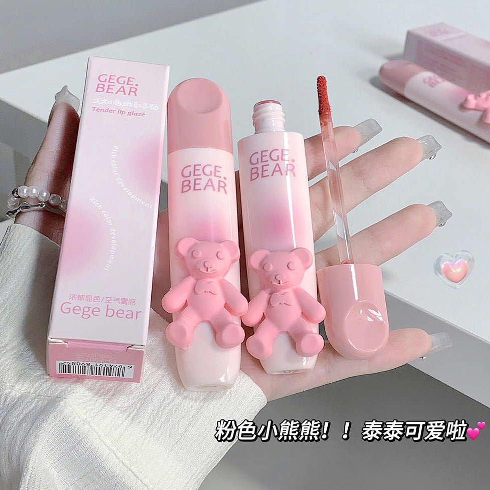 Gege bear tinted lip glaze - soft matte lip mud - perfect for students, no-makeup look, and brightening lips