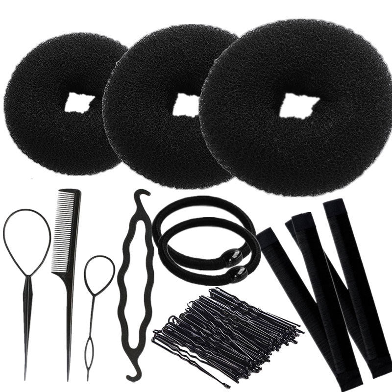 Set of donut hair styling tools - korean style donut bun maker for braided and updo hairstyles