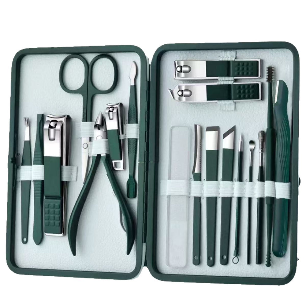 Stainless steel nail clippers, nail nippers, and nail tools - 18-piece set - home manicure kit - professional nail care