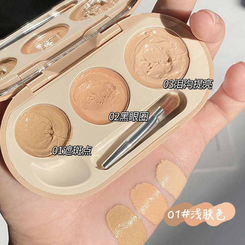 Novo three-color concealer covers spots, acne marks, dark circles, tattoos, long-lasting waterproof, non-removing makeup concealer palette