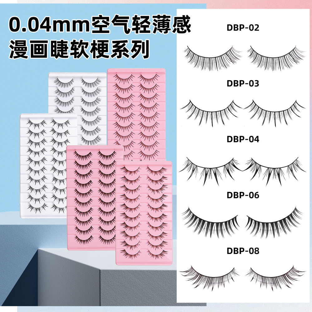Carefully selected *10 pairs of soft stem and hard stem eyelashes, thick and natural one-piece little devil comic eyelashes glue style