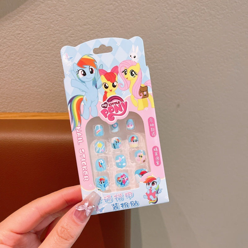 Girls' jelly nail stickers - wearable press-on nails for kids - cartoon kuromi & my melody - perfect gift!