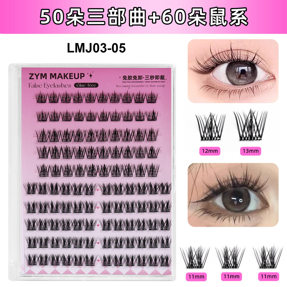 Pindu glue-free false eyelashes full series natureartificial free removable eyelashes whole cluster fox false eyelashes factory batch