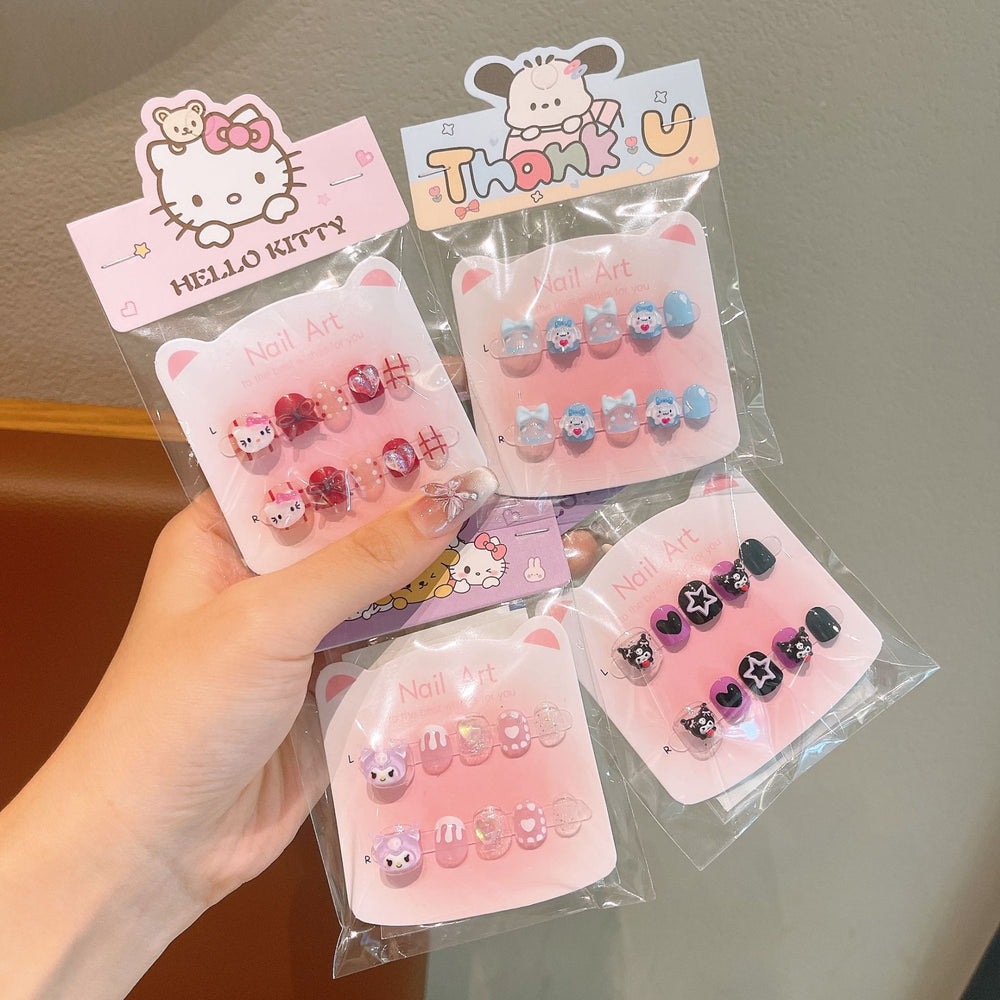 New arrivalkids manicure accessories kuromi wearable nails cute children melody nail stickers stereo pacha dog