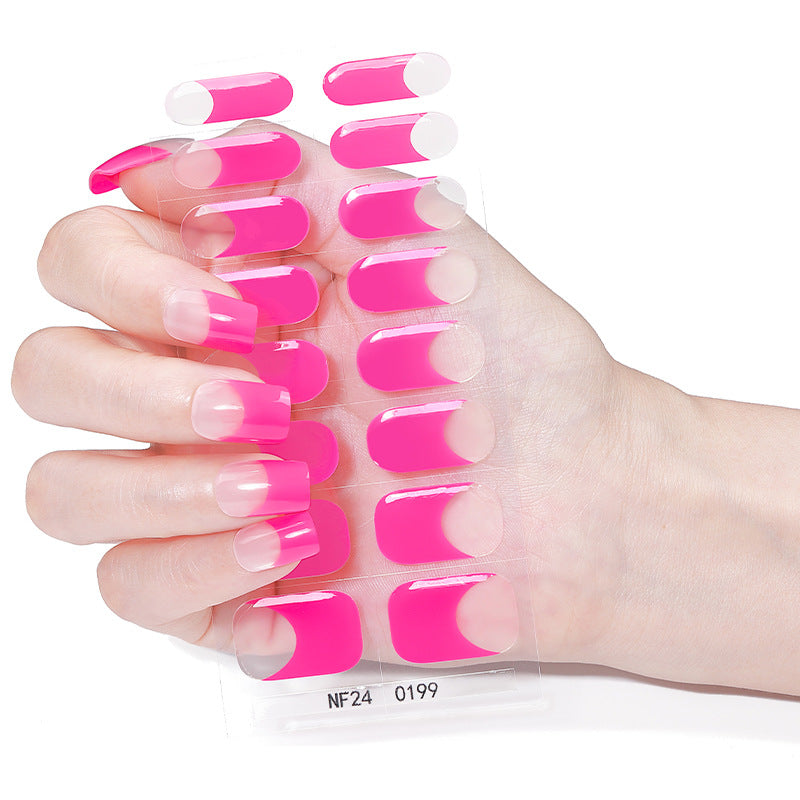 Zhengxiang customized french gel nail art stickers ice transparent solid color ins cross-border uv phototherapy semi-cured nail stickers wholesale