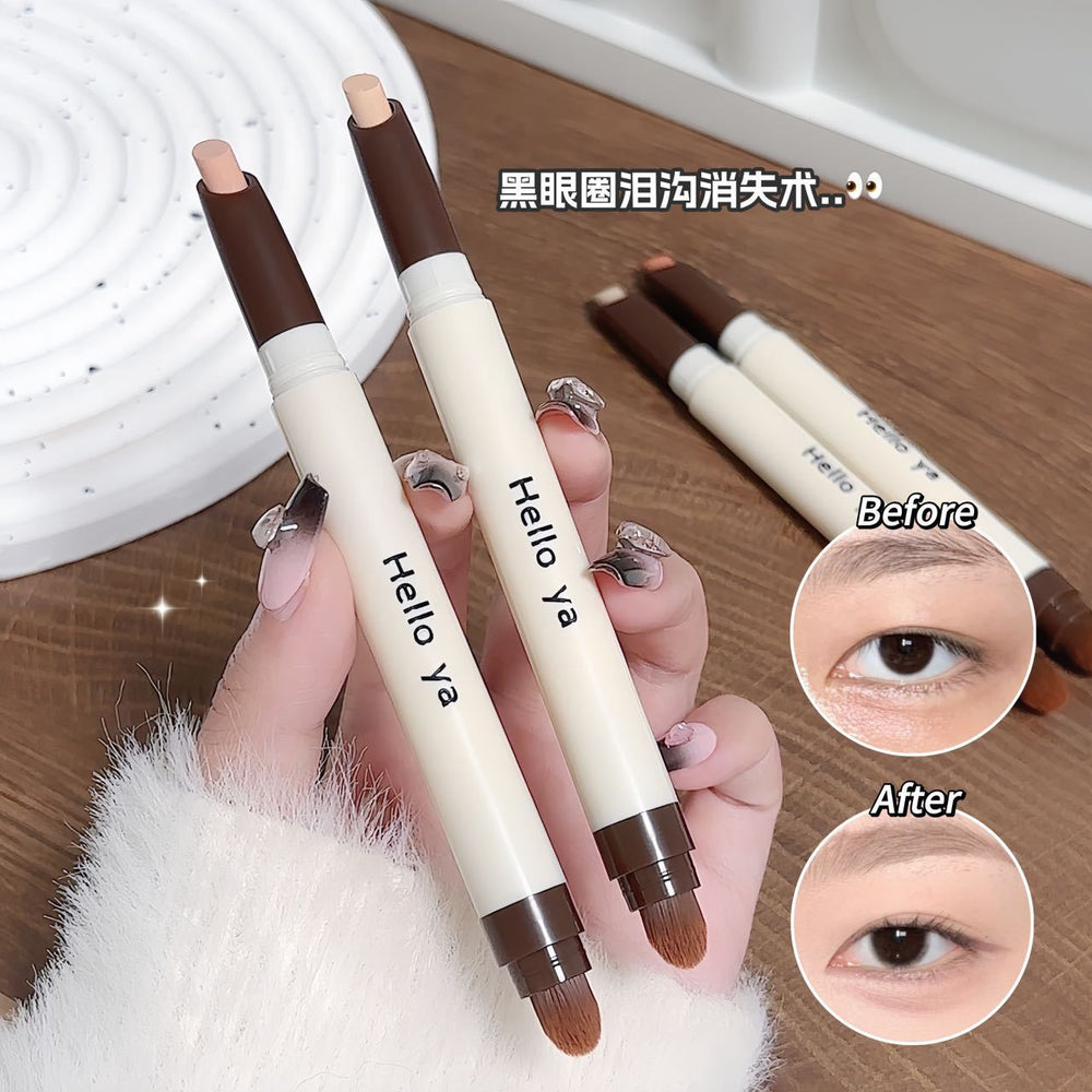 Hello ya translucent concealer pen brightens tear troughs, covers spots, acne marks, dark circles, waterproof, not easy to remove makeup