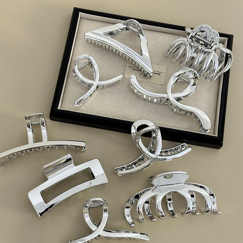 Korean dongdaemun silver acrylic shark clip hairpin women's back of head hairpin large clip headgear clip