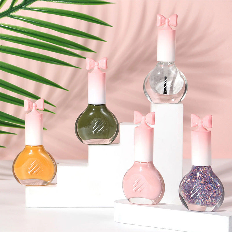 Nail polish, no baking, quick drying, non-tearable, nude color, sequined bottom oil, wine red cherry oily nail polish, wholesale