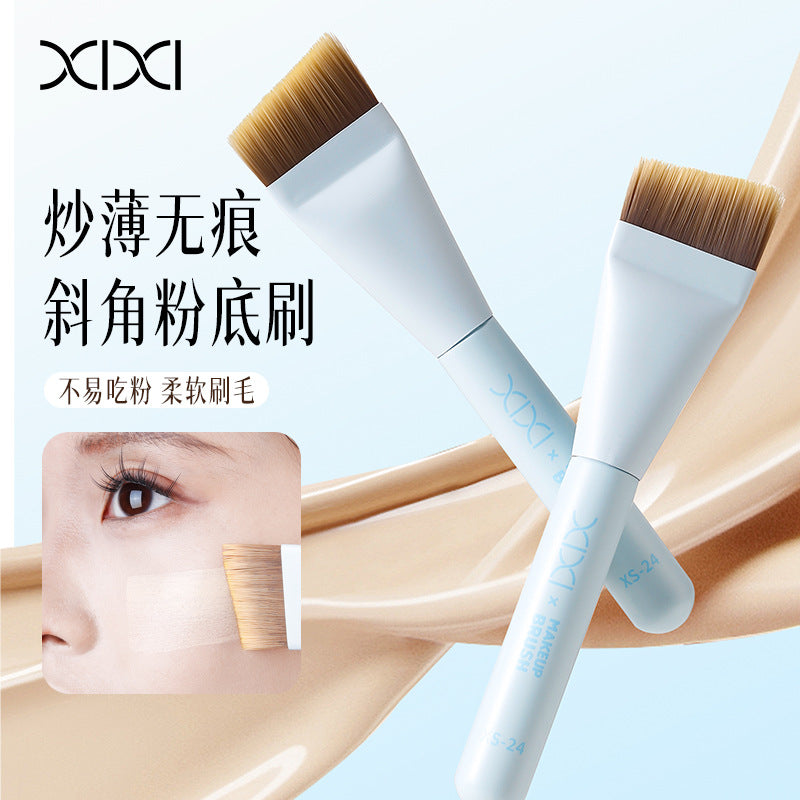 Xixi one-stroke foundation brush - ultra-thin flat angled head for seamless, flawless application - makeup brush beauty tool