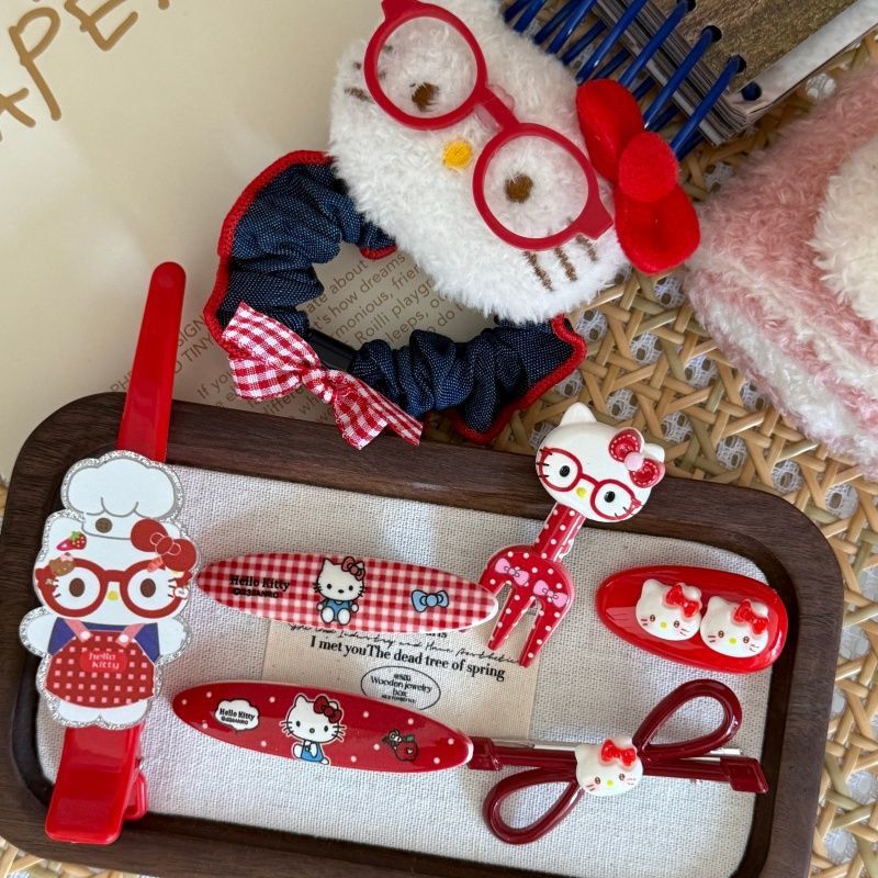 Cute glasses cat style suit festive red hair accessories headwear girl hairpin sweet hairpin hair accessories bows