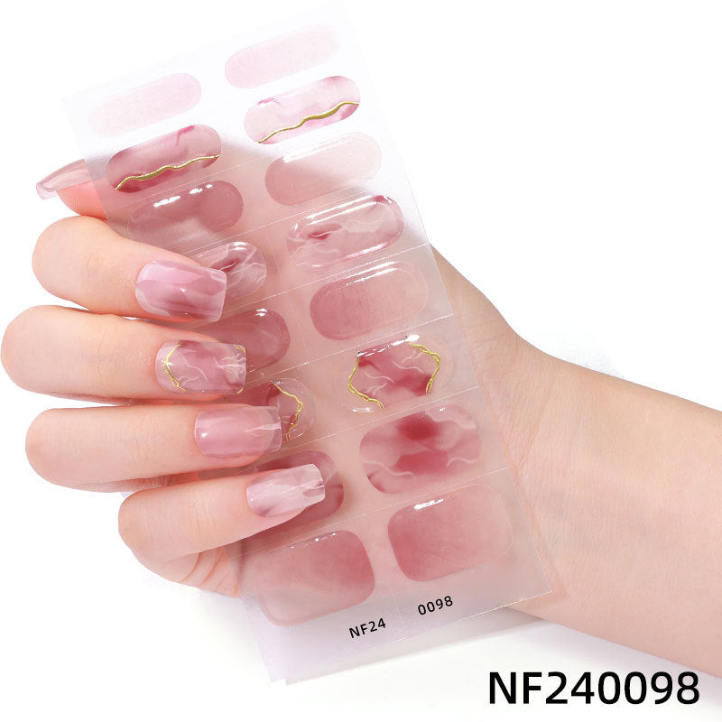 Zhengxiang factory customized gel nail art stickers ins cross-border uv second generation semi-baked semi-cured nail stickers amazon