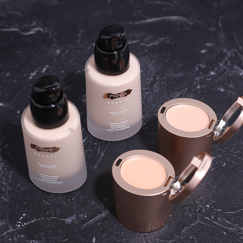 Novo creamy skin-nourishing concealer foundation set - hydrating, oil-control, waterproof, and long-lasting foundation