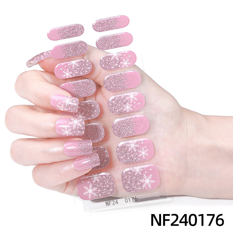 european and american christmas semi-cured gel nail stickers waterproof cartoon kids cute 3d manicure stickers personalized