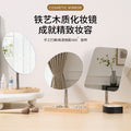 Desktop makeup casual iron desktop bamboo wood storage dormitory dressing table for home frameless vertical home mirror