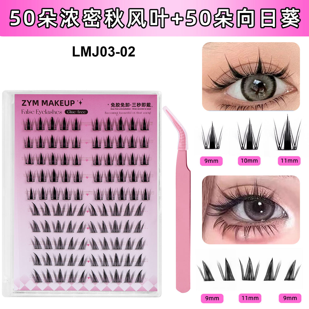 Qingdao pingdu eyelashes glue-free personalized natural lower eyelashes fox false eyelashes free glue water large factory wholesale