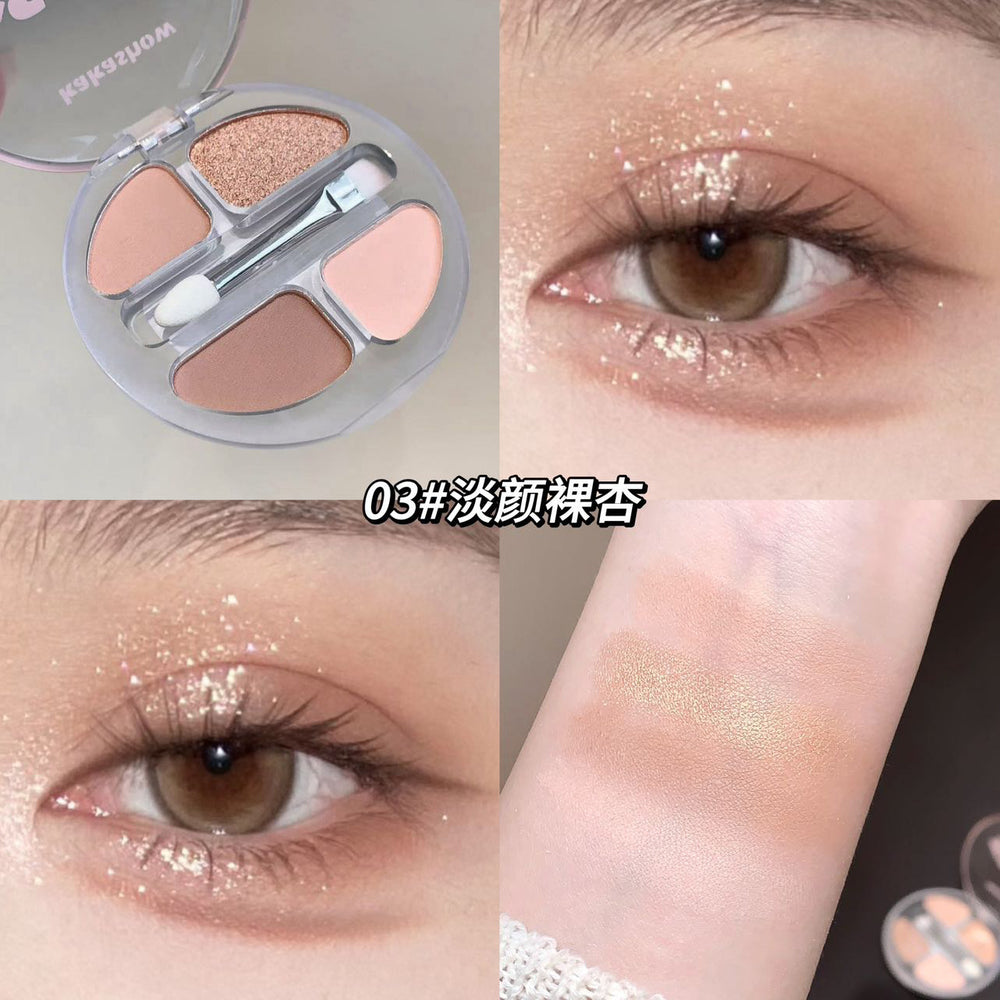 Makeup kakashow smart four-color lying silkworm palette for women matte pearlescent fine shimmer stereo brightening multi-functional eye shadow palette
