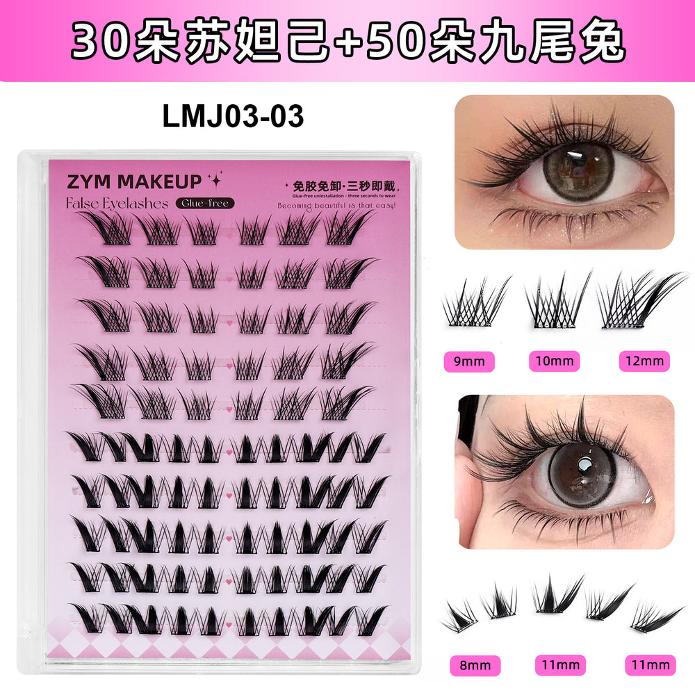 Premium european & american segmented glue-free false eyelashes - 10 rows of dense, self-adhesive, hard band lash extensions set - ready stock wholesale