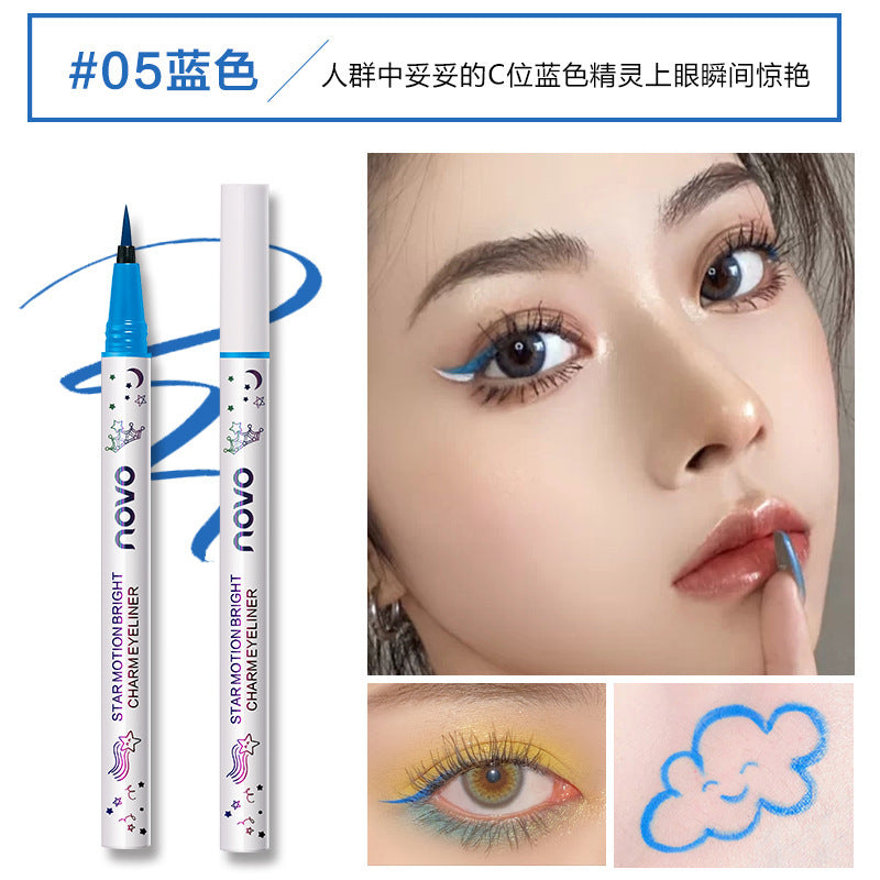 Novo colorful eyeliner for beginners: ultra-fine, soft bristles, waterproof, sweat-proof, long-lasting, smudge-proof liquid eyeliner