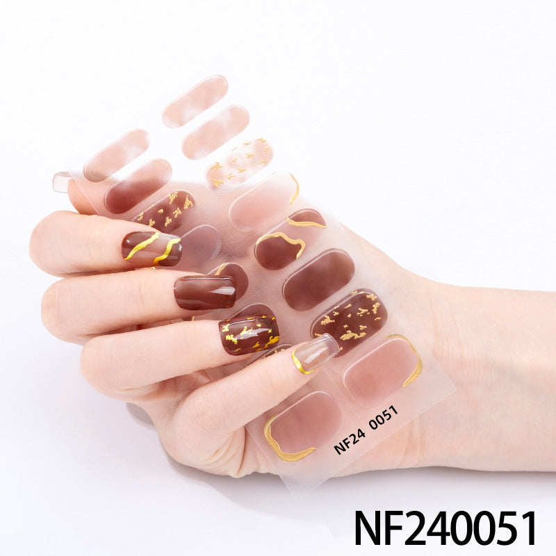 Zhengxiang factory customized gel nail stickers uv semi-cured nail polish glue hot stamping korean semi-cured nail art stickers wholesale