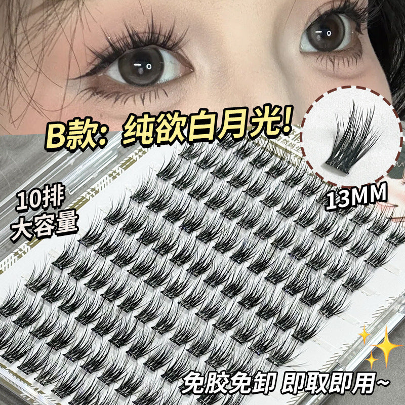 Jonbos self-adhesive glue-free false eyelashes for women, natural simulation, "born-with" style, 3-step application, high volume, individual cluster lashes