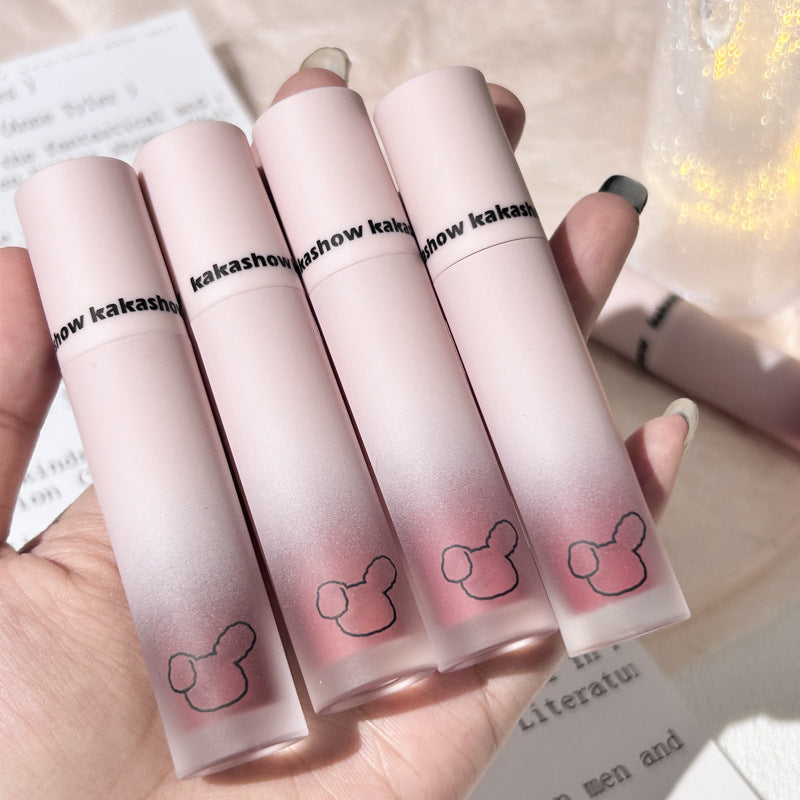 Kakashow cute bear lip glaze velvet matte matte female student affordable whitening lip and cheek dual-purpose lip mud lipstick