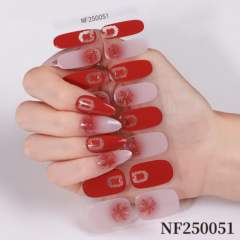 Zhengxiang european and american leopard print gel manicure stickers waterproof cross-border french semi-cured nail stickers uv gel nail