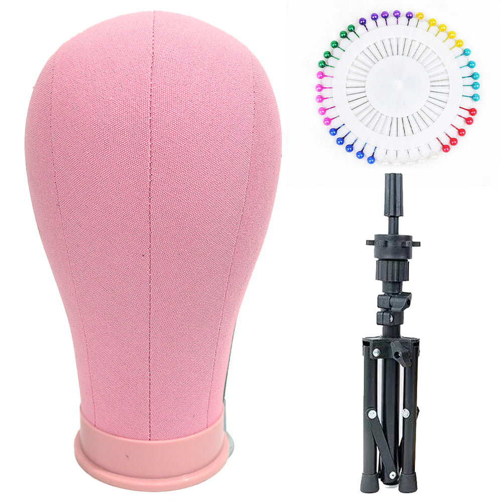 Canvas head mold can be inserted with pins to place wig stand dummy head model styling model head cloth display tripod