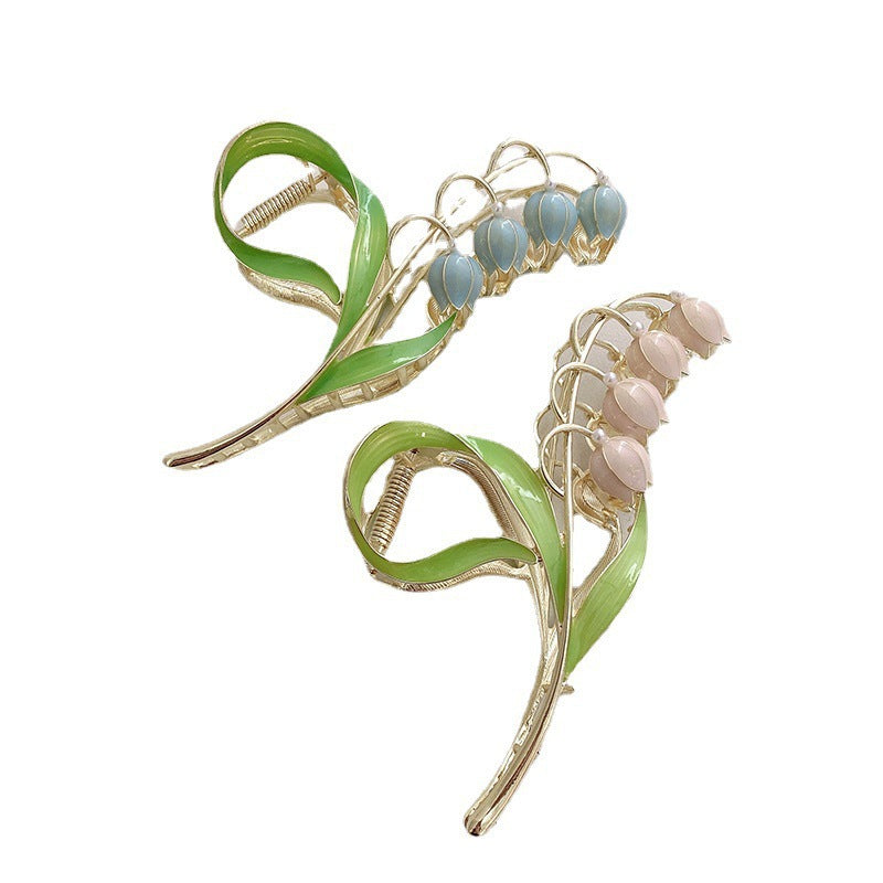 Lily of the valley flower super fairy elegant clip large classy hair clip women's back of the head autumeasiest for match shark clip hair accessories